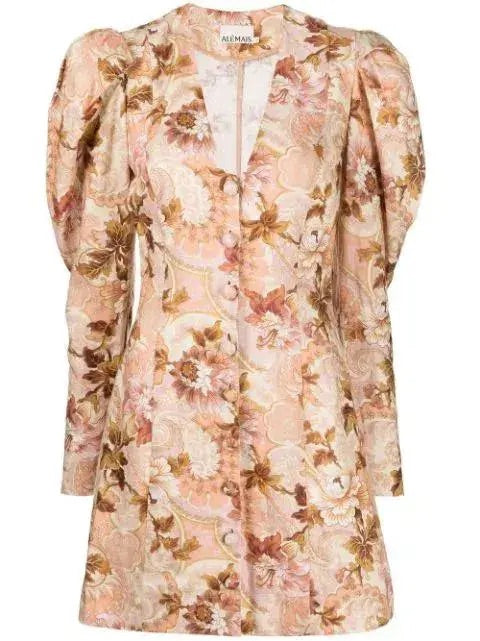 Alemais PHILLIPPA PUFF SLEEVE FLORAL MINI DRESS Size 10