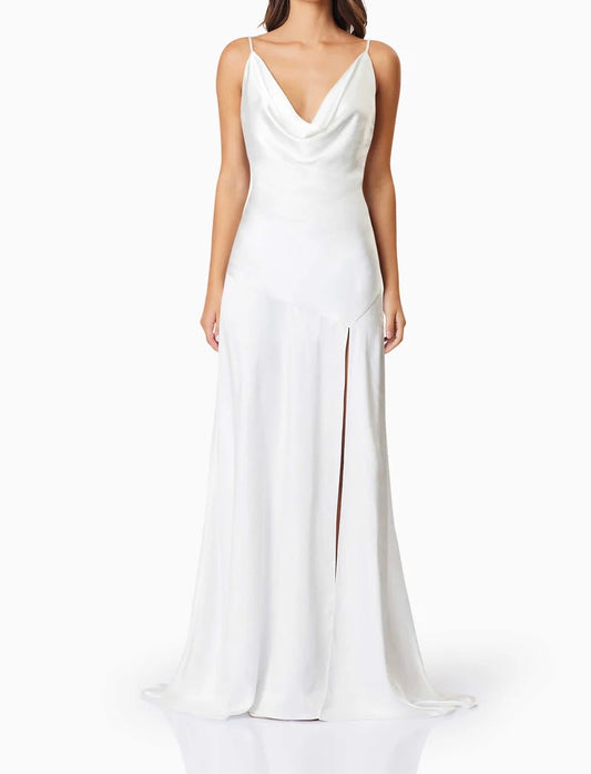 ELLIATT Clementine Cowl Neck Maxi Dress In White SIZE 6 TO 8